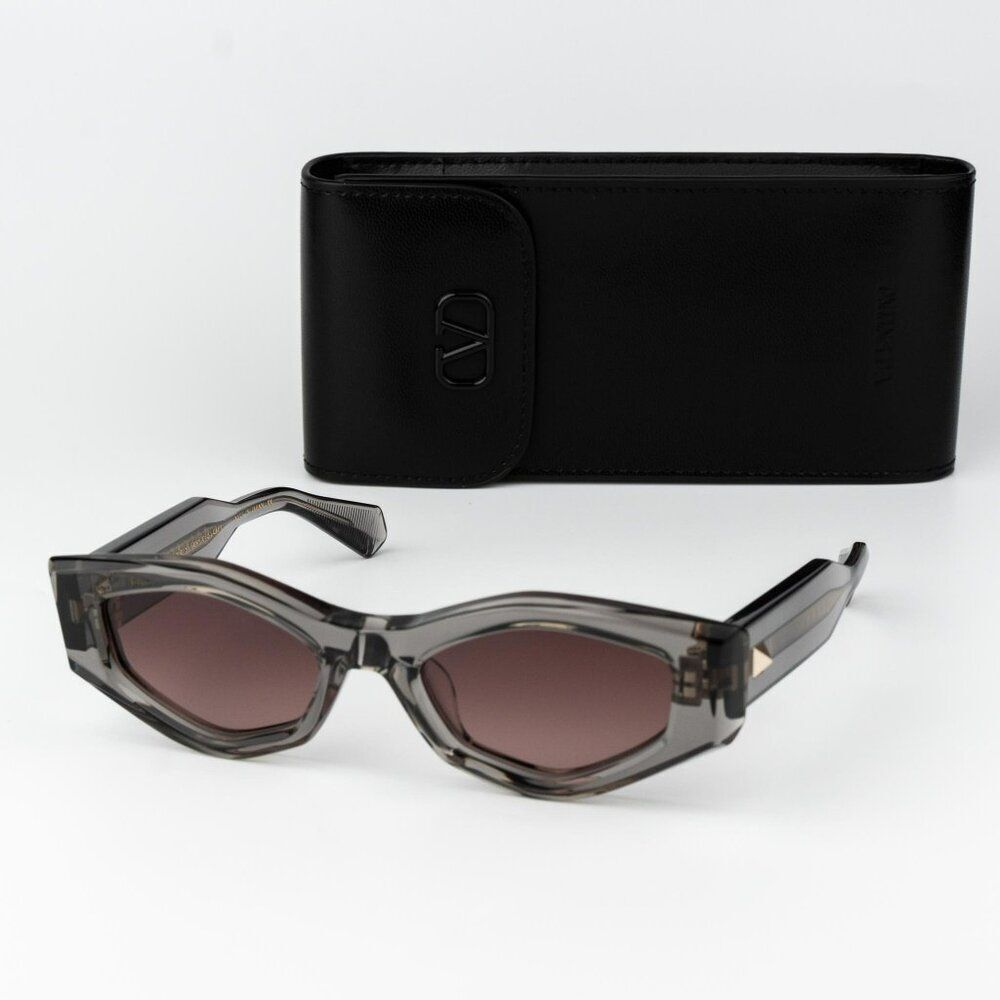 Valentino Women Sunglasses Translucent Grey Rose Irregular V - TRE VLS-101C-51